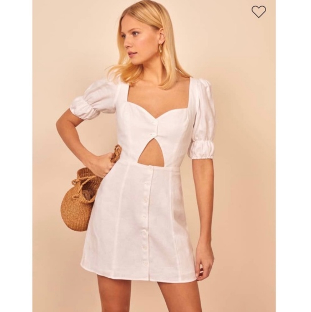 NWT Reformation Clay Mini Linen Dress 12